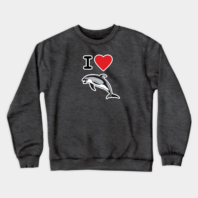 I Love Pacific White-sided Dolphins Crewneck Sweatshirt by Peppermint Narwhal